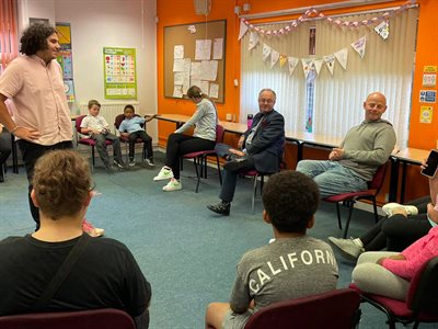 Rupert Matthews sitting in one one of the youth sessions