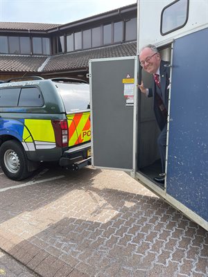 Rupert Matthews with the stolen trailer