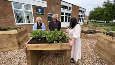 Commissioner outside in the Team Hub garden
