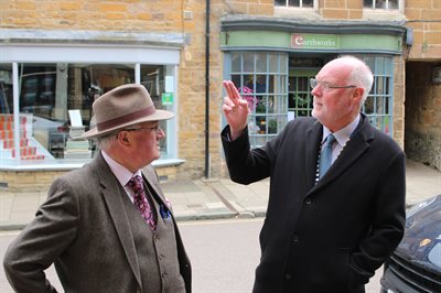 PCC talking to Cll Dave Ainslie outside shops in Uppingham