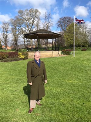 Commissioner in front of the Oakham bandstand