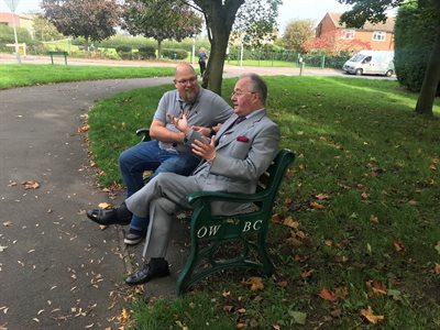 Mark Smith CSP Manager with Rupert Matthews in Oadby & Wigston Park